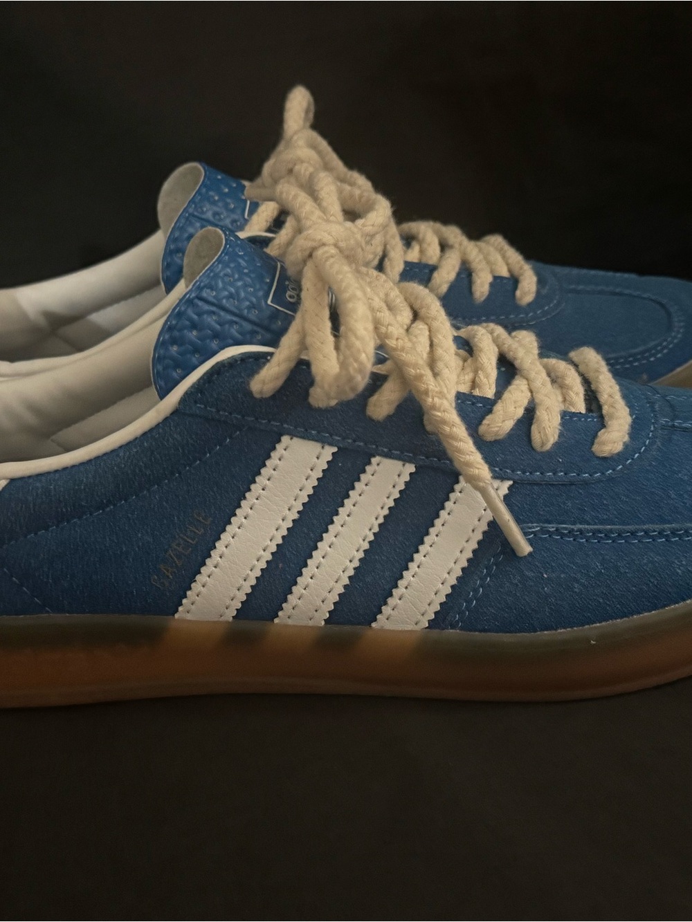 Classic Blue Suede Sneakers with Cream Laces - Adidas